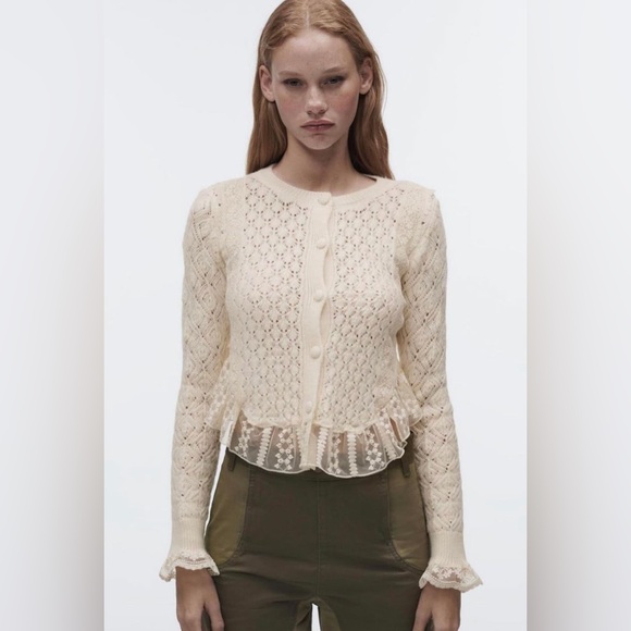 NWOT Zara Lace Cardigan - Picture 2 of 9